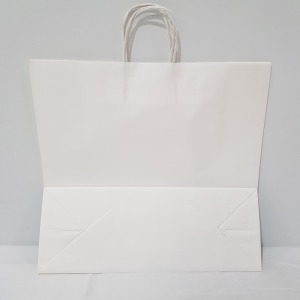 750 X BRAND NEW FIBRELLA HERITAGE WHITE KRAFT SOS STRONG PAPER BAG CARRIERS SIZE 45X17X44CM