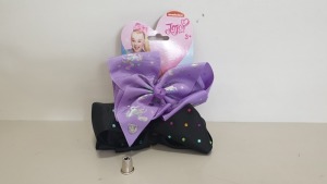 60 X BRAND NEW JOJO SIWA 2 PIECE BOW SET 
-PURPLE UNICORN / BLACK SEQUIN - IN 3 BOXES