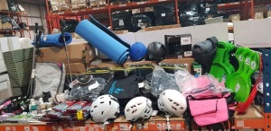 150+ MIXED SPORT LOT CONTAINING YOGA EXERCISE MATS - WANABEE BRIDGET HYBRID HELMETS - SLAZENGER GEL INSOLES - WANABEE SKI GOGGLES - GLISSADE SKI STICKS - SKECHERS ATHLETIC CLEANSER - DUNE LEATHER RENOVATING CREAM - CHASE AND WONDER REED DEFUSER REFILL OIL