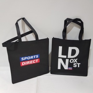 1000 X BRAND NEW SPORTS DIRECT TOTE BAGS IN 10 BOXES 36X36X12CM