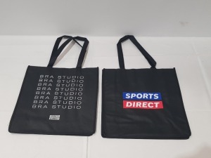 1000 X REUSABLE FABRIC TOTE BAGS SPORTS DIRECT LONDON - SIZE 35 CM X 36CM X 11CM IN 10 BOXES