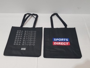 1000 X REUSABLE FABRIC TOTE BAGS SPORTS DIRECT LONDON - SIZE 35 CM X 36CM X 11CM IN 10 BOXES