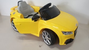 BRAND NEW BOXED RIDE-ON AUDI TT RS ROADSTER IN YELLOW (BATTERY POWERED 6V W/RC) FORWARD AND REVERSE - IN 1 BOX)