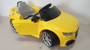 BRAND NEW BOXED RIDE-ON AUDI TT RS ROADSTER IN YELLOW (BATTERY POWERED 6V W/RC) FORWARD AND REVERSE - IN 1 BOX)