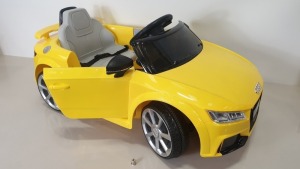 BRAND NEW BOXED RIDE-ON AUDI TT RS ROADSTER IN YELLOW (BATTERY POWERED 6V W/RC) FORWARD AND REVERSE - IN 1 BOX)