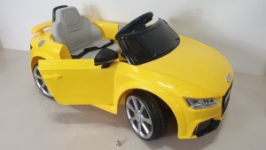 BRAND NEW BOXED RIDE-ON AUDI TT RS ROADSTER IN YELLOW (BATTERY POWERED 6V W/RC) FORWARD AND REVERSE - IN 1 BOX)