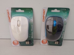 300 X BRAND NEW COMPOINT WIRELESS MOUSE - 2.4GHZ - SUPPLIED WITH PLUG N PLAY WIRELESS USB MOUSE TRANSCEIVER - IN BLACK AND WHITE IN THREE LARGE BOXES