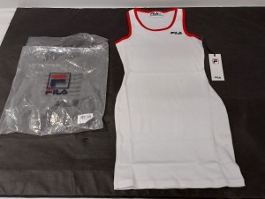 6 X BRAND NEW LADIES FILA DESIGNER BODY CON DRESSES ALL IN WHITE SIZES : 2 IN XS / 2 IN L / 1 IN XL RRP £ 45.00 PP - TOTAL RRP £ 225.00