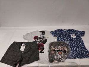 10 X BRAND NEW MIXED BRAVESOUL CLOTHING LOT CONTAINING SHORTS AND T-SHIRTS IN MIXED SIZES AND STYLES - IN ONE TRAY - TRAY NOT INCLUDED