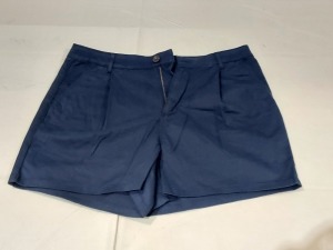 40 X BRAND NEW WOMENS NAVY CHINO SHORTS IN SIZE 32R IN ONE BOX