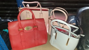 4 X HANDBAGS IE. 2 X SALMON (1 TAGGED HOUSE OF MILANO), 1 X GREY AND 1 X RED