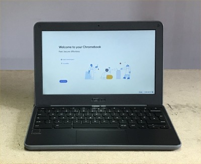 ASUS C202XA CHROMEBOOK WITH INTEL CELERON N3060 CPU, 4GB RAM, 32GB EMMC, (DATA WIPED WITH CHROME OS INTACT), GOOD BATTERY (NO CHARGER)