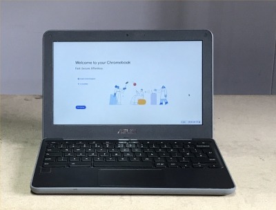 ASUS C202XA CHROMEBOOK WITH INTEL CELERON N3060 CPU, 4GB RAM, 32GB EMMC, (DATA WIPED WITH CHROME OS INTACT), GOOD BATTERY (NO CHARGER)