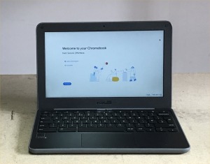 ASUS C202XA CHROMEBOOK WITH INTEL CELERON N3060 CPU, 4GB RAM, 32GB EMMC, (DATA WIPED WITH CHROME OS INTACT), GOOD BATTERY (NO CHARGER)