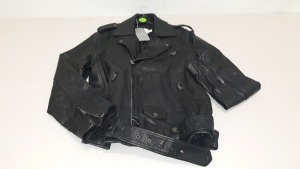 BRAND NEW TOPMAN PREMIUM BLACK INDIAN BUFFALO LEATHER BIKER JACKET - RRP £180 - SIZE MEDIUM