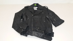 BRAND NEW TOPMAN PREMIUM BLACK INDIAN BUFFALO LEATHER BIKER JACKET - RRP £180 - SIZE XS