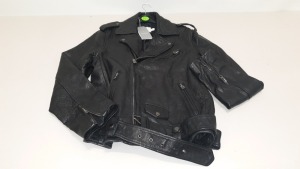 BRAND NEW TOPMAN PREMIUM BLACK INDIAN BUFFALO LEATHER BIKER JACKET - RRP £180 - SIZE XS