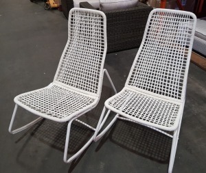 2 X IKEA BANKAS OUTDOOR WEAVE ROCKING CHAIRS IN WHITE MODEL-18633 RRP UNKNOWN