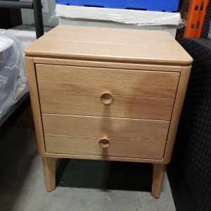 2 X BRAND NEW VIDA LIVING 2 DRAW HADLEY BEDSIDE TABLE IN OAK NATURAL MEASUREMENTS 480MM X 420M X 426MM