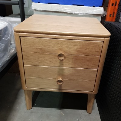 2 X BRAND NEW VIDA LIVING 2 DRAW HADLEY BEDSIDE TABLE IN OAK NATURAL MEASUREMENTS 480MM X 420M X 426MM