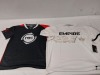 30 X BRAND NEW MIXED JERSEY LOT TO INCLUDE RECIPROCITY PRO JERSEYS IN BLACK SIZE SMALL - CDL SS HOME JERSEYS IN WHITE SIZE MXL