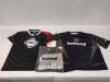 3O X BRAND NEW MIXED JERSEY LOT TO INCLUDE NINJAS IN PYJAMAS PR JERSEYS IN BLACK - NATIONS RECIPROCITY PRO JERSEYS IN BLACK - HUMMEL ASTRALIS GAME JERSEYS IN BLACK IN VARIOUS SIZES