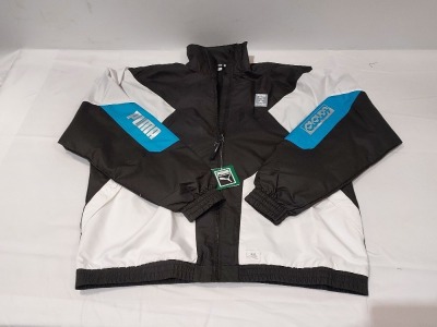 13 X BRAND NEW PUMA WINDBREAKER JACKETS IN BLACK AND WHITE SIZE XL