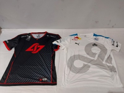 30 X BRAND NEW MIXED JERSEY LOT TO INCLUDE CLG PRO JERSEY IN BLACK AND RED - PUMA CLOUD 9 PRO JERSEY IN WHITE IN VARIOUS SIZES