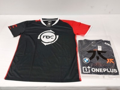 20 X BRAND NEW MIXED JERSEY LOT TO INCLUDE FNATIC PRO JERSEYS IN BLACK - RECIPROCITY PRO JERSEYS IN BLACK IN VARIOUS SIZES