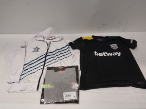 30 X BRAND NEW MIXED CLOTHING LOT TO INCLUDE COMPLEXITY PRO HOODIES - VP PLAYER PREMIUM JERSEYS - RECIPROCITY PRO JERSEYS IN BLACK IN VARIOUS SIZES