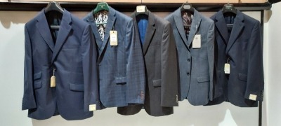 10 PIECE BRAND NEW MIXED SUIT JACKET LOT CONTAINING HOWICK JACKET IN NAVY 40L £199, SIMON CARTER JACKET IN NAVY 40R £195, HOWICK JACKET IN CHARCOAL 40L £199, ETC