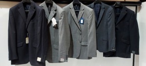 10 PIECE BRAND NEW MIXED SUIT JACKET LOT CONTAINING LIMEHAUS JACKET IN NAVY 42R £140, BEN SHERMAN JACKET IN GREY 36S £136, ALEXANDER JACKET IN BLACK 38L £235, ETC