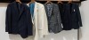 10 PIECE BRAND NEW MIXED SUIT JACKET LOT CONTAINING HUGO BOSS JACKET IN DARK BLUE SIZE 46 £695 - BEN SHERMAN JACKET IN GREY 38L £185 - LIMEHAUS JACKET IN NAVY 40R £135 - ETC