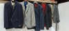 10 PIECE BRAND NEW MIXED SUIT JACKET LOT CONTAINING CORSIVO JACKET IN NAVY 36R - £230 - JOHNATHON CHARLES JACKWET IN CHARCOAL 64R £170 - HUGO JAMES IN DENIM 50R £150 ETC