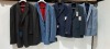 10 PIECE BRAND NEW MIXED SUIT JACKET LOT CONTAINING JOHNATHON CHARLES IN NAVY 56R £155 - HUGO JAMES IN BLUE 50R £160 - SCOTT AND TAYLOR IN BLUE 46R £130 ETC