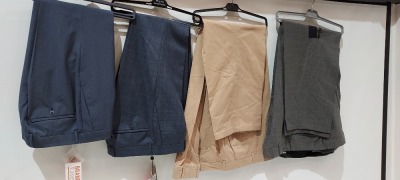 10 PIECE MIXED PANTS LOT TO INCLUDE RICHARD JAMES IN BLUE 32S £155 - RICHARD JAMES IN COBALT 38R £175 - BRUHEL MONTANNA IN BLUE 52R £90 ETC