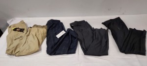 10 PIECE MIXED PANTS LOT TO INCLUDE LIMEHAUS IN BLUE 34R £70 - BURTON IN BIEGE XS £!35 - SCOPES IN SILVER 34L - ETC