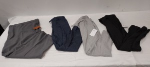 10 PIECE MIXED PANTS LOT TO INCLUDE SCOPES IN BLACK 30L £50 - FARAH IN GREY 62R - LIMEHAUS IN GREY 34L - £64 ETC