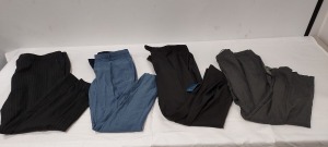 10 PIECE MIXED PANTS LOT TO INCLUDE GIBSON IN GREEN 32R £78 - FARAH IN BLUE 52R £40 - JOHNATHON CHARLES IN BLACK 50S ETC