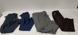 10 PIECE MIXED PANTS LOT TO INCLUDE FRENCH COLLECTION IN BLACK SIZE 14 £75 - LABEL LAB IN BURGUNDY 30S £80 - SCOPES IN BLUE 40R ETC