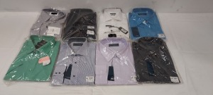 20 PIECE MIXED SHIRTS LOT TO INCLUDE JOHNATHON CHARLES IN TEAL 19.5 INCH £37 - EDEN AND PARK IN GREY 2XL £125 - FUSION IN PURPLE 4XL £45