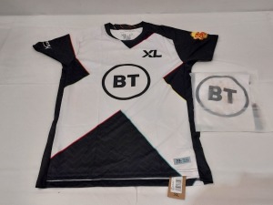 29 X BRAND NEW EXCEL BT BLACK AND WHITE JERSEYS IN SIZE MEDIUM