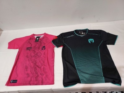 30 X BRAND NEW MIXED CLOTHING LOT TO INCLUDE NATIONS IMT IMORTALS PRO JERSEYS IN BLACK SIZE XL - NATIONS GOOD CRAZY PRO JERSEYS IN PINK SIZE MEDIUM