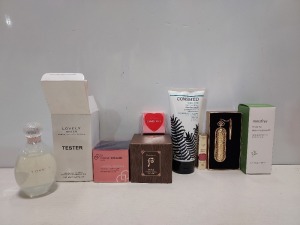 55 X BRAND NEW MIXED MAKEUP LOT CONTAINING 4 X SARAH JESSICA PARKER LOVELY SHEER EAU DE PARFUM 100ML / COWSHED WILD COW SHOWER SCRUB / LOREAL 623 PINK PINKSTICK / DR PIERRE RICAUD ANTI FATIGUE CREAM / THE HISTORY OF F LUXURY LIPSTICK / ESCARA CANDY LOVE