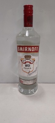 5 X BRAND NEW SEALED SMIRNOFF VODKA - 1 LITRE BOTTLES - 37.5% VOL