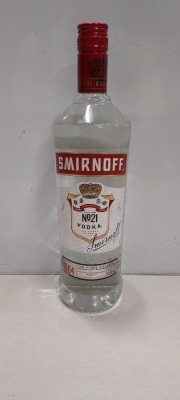 5 X BRAND NEW SEALED SMIRNOFF VODKA - 1 LITRE BOTTLES - 37.5% VOL