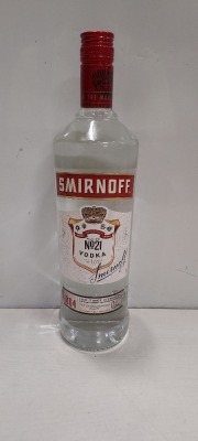 5 X BRAND NEW SEALED SMIRNOFF VODKA - 1 LITRE BOTTLES - 37.5% VOL