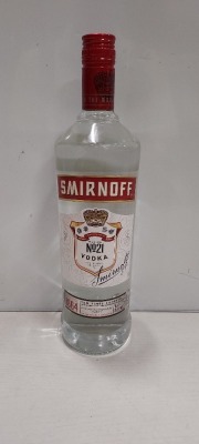 5 X BRAND NEW SEALED SMIRNOFF VODKA - 1 LITRE BOTTLES - 37.5% VOL