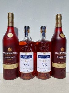 2 X BRAND NEW SEALED CURVOISIER ROUGE LUXE COGNAC LIMITED EDITION - 700 ML - 40 % VOL 2 X BRAND NEW SEALED MARTELL COGNAC VS - 700 ML - 40 % VOL