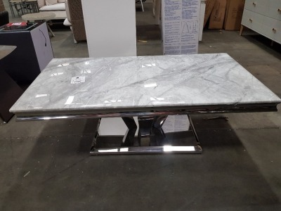 1 X BRAND NEW GRANITE TOP CHROME BASE COFFEE TABLE - 130CM LENGTH - 70CM WIDTH - 45CM HEIGHT